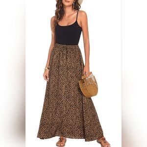 Nwt Small Bluetime Women Flowy Long Skirts Summer Beach Pleated Elastic High Wai